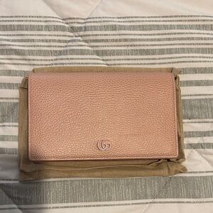 Pink Leather Wallet on Chain